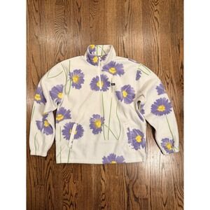 OBEY Worldwide All Over Print Pullover 1/4 Zip Fleece Sweater Mens Size Med AOP